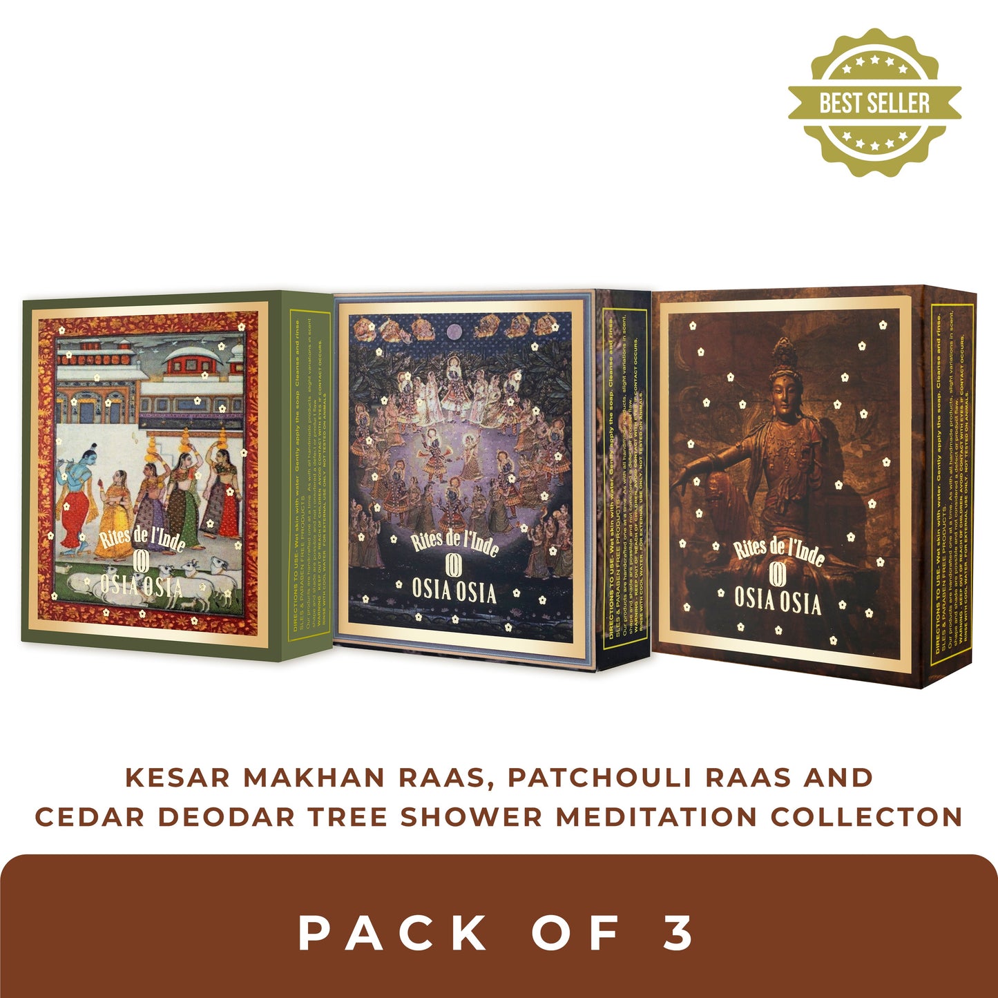 Kesar Makhan, Patchouli, Cedar Deodar Tree Pack of 3 Ayurvedic Soaps